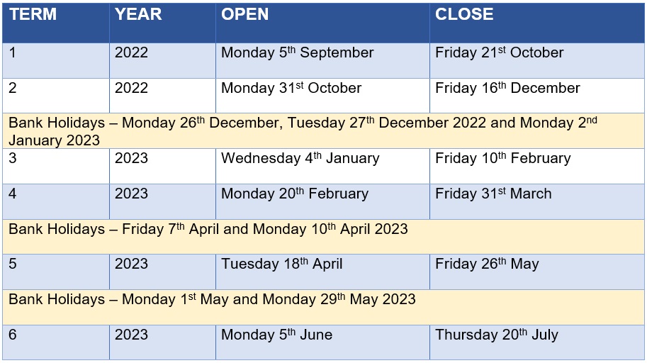 Term Dates Weelsby Academy